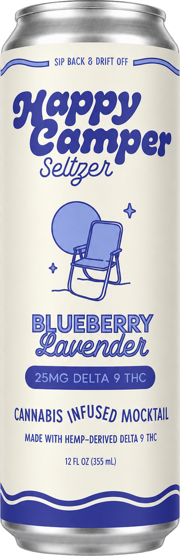 Blueberry Lavender seltzer can
